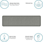 NewLife by GelPro Ergo-Foam Cushioned Anti-Fatigue Standing Kitchen Floor Mat, Padded Stain-Resistant, Waterproof, Non-Slip Comfort Padded Desk/Office Mat - 20" x 72", Patina Grey