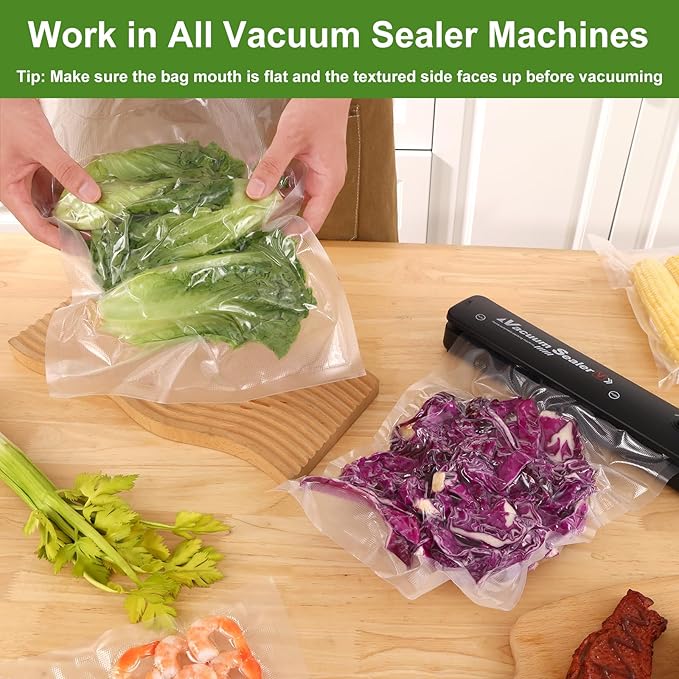 [2025 Upgraded] Moretoes 100pcs Vacuum Sealer Bags, Food Saver Bags Gallon 11" x 16", BPA Free, Pre-cut Commercial Grade Vac Bags for Food Storage, Meal Prep or Sous Vide