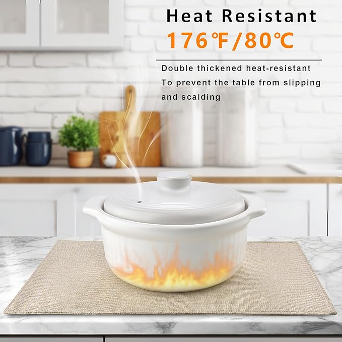 Beige Cloth Placemats Set of 8 - Double Thickened Easy to Clean Linen Style Fabric Placemats - Machine Washable Placemats - Heat Resistant Non-Slip Table Mats (Beige, 8)