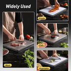 Titanium Cutting Boards for Kitchen Chopping Board with Handle Large Big Small Kitchen Meat Butcher Block 2 in 1 Pure Titanium and Wheat Straw PP Not Wood Bamboo Plastic Silicone Teak Grey/White