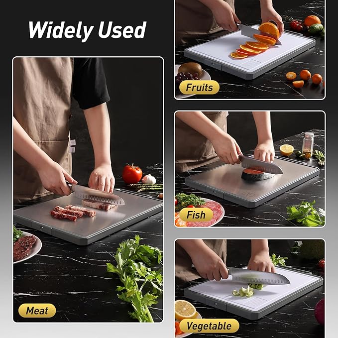 Titanium Cutting Boards for Kitchen Chopping Board with Handle Large Big Small Kitchen Meat Butcher Block Double Sided Pure Titanium and Wheat Straw PP Not Wood Bamboo Plastic Teak Grey/White