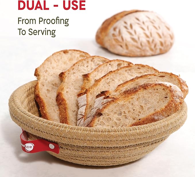 Cotton Rope Banneton Bread Proofing Basket Set, Oval & Round Bread Baskets with Liners & Covers for Artisan Bread Baking, Sourdough Bread Baking Supplies