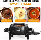 Sunvivi Electric Fondue Pot Set for Melting Chocolate Cheese, 3 Quart Fondue Set with Adjustable Temperature Control and 8 Color-Coded Forks, 1000W Non-Stick Fondue Maker for Dessert, Oil and Broth
