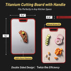2 in 1 Pure Titanium Cutting Boards for Kitchen Chopping Board with Handle Large Big Small Kitchen Meat Butcher Block Not Stainless Steel Wood Bamboo Glass Rubber Plastic Silicone Acrylic Teak Sink