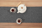 Solino Home Linen Table Runner 144 Inches Long - Athena, 100% Pure Linen Charcoal Grey Dining Table Runner 14 x 144 Inch for Halloween - Handcrafted and Machine Washable