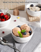 NUTRIUPS 12oz Small Bowls, 4.5in Ice Cream Bowl, Set of 8 White Ceramic Bowl for Dessert Snack Rice Side Dishes