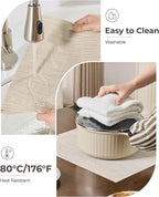 Leetaltree Beige White Placemats Set of 16 - Heat Resistant Non-Slip Place mats for Dining Table, Washable Durable PVC Vinyl Woven Table Mats（Beige White, 16）