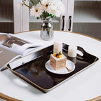 Spsyrine Large Black Serving Tray with Handles, Plastic Decorative Tray for Coffee Table, Ottoman, Bathroom, Home Decor 17.3"*11.8"*2"