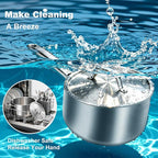 3 QT Saucepan with Lid,3-Ply Stainless Steel Saucepan,Professional Grade Cookware,Induction Compatible