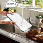 Titanium Kitchen Cutting Board Double-sided Chopping Boards for Meat,Vegetables, Dishwasher Safe Charcuterie Board Easy to Clean with Handle for Home Counter Outdoor Camping Gifts Large 15”×10.5”