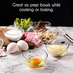 Volarium CRYSTALIA Small Glass Bowls for Kitchen Prep, Modern Round Serving Dishes for Dessert, Salad, Fruit, Pudding, Candy, Cereal, Ice Cream, Stackable Bowls Set of 6 (Medium 7 1/4 oz)