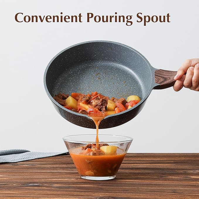 SENSARTE Nonstick Cookware Set 23-Piece, Non Stick Pots and Pans Set with Swiss Granite Coating, Healthy Kitchen Cooking Set, Stay-Cool Handles