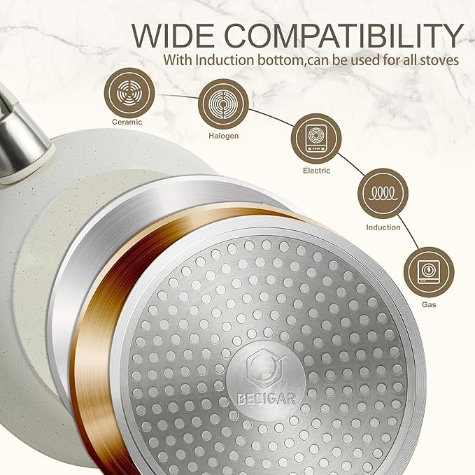 21PCS Nonstick Ceramic Pots and Pans, Ceramic Cookware with Detachable Handle, RV Kitchen Cookware Set, Cookware Set with Removable Handles, Oven Safe, Stackable Storage