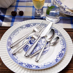 KEAWELL Premium Regal 20-Piece Silverware Set – 18/10 Stainless Steel Flatware with Tapered Column Handles, Dishwasher Safe and Perfect for Gifting or Formal Dining (20, Silver)