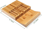 VaeFae In-Drawer Knife Block,Bamboo Knife Drawer Organizer Insert, Kitchen Knife Drawer Storage for 16 Knives PLUS a Slot for your Knife Sharpener (Without Knives)