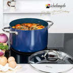 MICHELANGELO 8 Quart Stock Pot with Lid, Non Toxic Cooking Pot, Ceramic Soup Pots with Lid, Non Stick Pot with Stainless Steel Handle, Induction Compatible