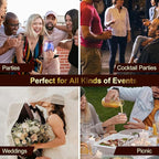 40 Pack Plastic Ribbed Wine Glasses, 14Oz Origami Disposable Wine Glasses Unbreakable Clear Plastic Cocktail Glasses Recyclable Shatterproof Reusable Wine Cups (14oz-purple-40pack)