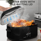 SUNVIVIPRO Roaster Oven 28 Quart, Electric Turkey Roaster with Self-Basting Lid, Removable Pan & Rack, Variable Temp Control, Stainless Steel, Black