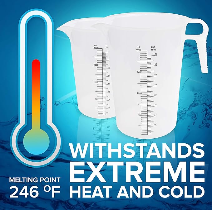 64oz (1/2 gallon) Measuring Pitcher, Plastic, Multipurpose - Great for Oil, Chemicals, Pool and Lawn - Ounce (oz) and Milliliter (mL) Increments (2000 mL)