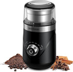 SHARDOR Electric Super Silent Blade Coffee Grinder, Timed Grind Control Rotary Knob, Adjustable Coarse to Fine for Coffee Beans, Spices & Herbs, with 1 Removable Stainless Steel Bowl, Black