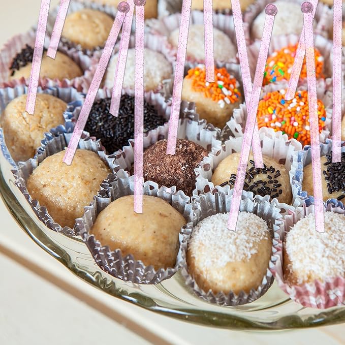 100 Pieces Disposable Plastic Round Top Clear Swizzle Sticks, Crystal Cake Stick, Cocktail Coffee Drink Stirrers Valentines Day 7.24 Inch (Pink)