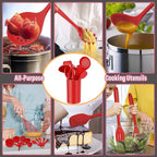 Silicone Kitchen Utensils Set, E-far 23 Pcs Red Cooking Utensils Tools with Holder for Nonstick Cookware, Include Spatula/Spoon/Ladle/Tongs/Turner, Heat Resistant & Nontoxic, Dishwasher Safe