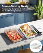 Warming Mat for Food - Space-Saving, Fits Two Baking Dishes, 7 Temp Settings, 4h Auto Shut-Off, Durable Silicone Surface, Easy to Clean, Perfect for Parties and Everyday Use (Gray, Medium)