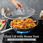 Innerwell Nonstick Ceramic Frying Pan Set,8inch&9.5inch&11inch Stainless Steel Frying Pan Skillet W/Glass Lid,Titanium Ceramic Omelet Pans,Kitchen Cooking Pan Set, Compatible W/All Cooktops