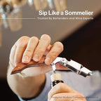 Hicoup Wine Opener - Professional Corkscrews for Wine Bottles w/Foil Cutter and Cap Remover - Manual Wine Key for Servers, Waiters, Bartenders and Home Use - Stainless Steel Ebony