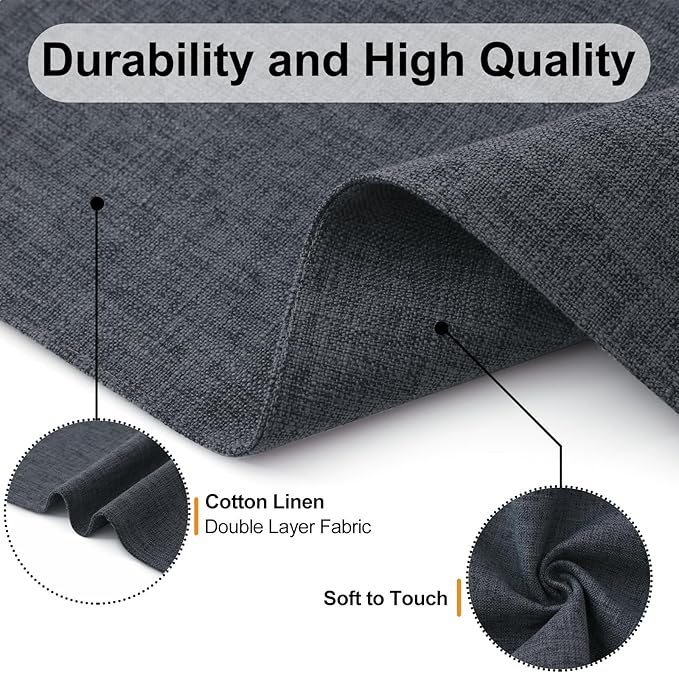 Homaxy Cloths Placemats for Dining Table Set of 6, Heat Resistant Washable Cotton Linen Blend Table Mats, Easy to Clean Place Mats for Indoor Outdoor Party Kitchen Decoration, Charcoal Gray