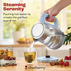 Electric Kettle for Boiling Hot Tea & Water | 1.8L Stainless Steel Borosilicate Glass Boiler With No Plastic, Automatic Shutoff, BPA Free, Fast Heating Technology