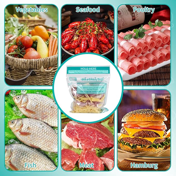 40×Steam Cooking Bags Microwave Steamer Bags for Vegetables,Potatoes and Meat (2 Pack)