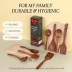 Wooden Spoons for Cooking – 8-Piece Teak Wood Cookware Utensil Set with Smooth Finish – Non-Stick, Comfortable Grip – Durable, Heat Resistant Kitchen Utensils
