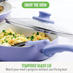 GreenLife 16 Piece Nonstick Cookware Set, Soft Grip Non-Toxic PFAS-Free Ceramic Pots & Pans, Dishwasher & Oven Safe, Frying, Sauce, Utensils, Glass Lids, Stay-Cool Handles, Wobble Free, Periwinkle