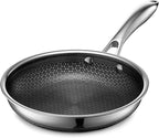HexClad Hybrid Nonstick 8-Inch Frying Pan, Stay-Cool Handle, Dishwasher-Friendly, Oven-Safe Up to 900°F, Induction Ready, Compatible with All Cooktops