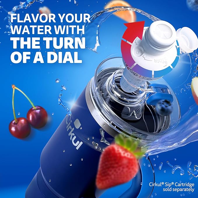 Cirkul 40oz. Midnight Blue Stainless Steel Tumbler with Handle, All-Day StrawSip™, Double-Wall Insulated