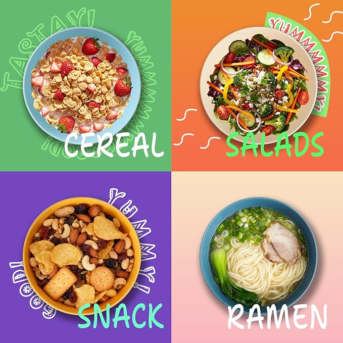 Wheat Straw Bowls, 26 OZ Cereal Bowls Set of 6, Unbreakable Salad and Soup Bowls for Kitchen, Microwave & Dishwasher Safe Bowl Set, Plastic Camping Bowl - Multi