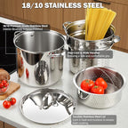 Cooks Standard Pasta Pot 18/10 Stainless Steel 12 Quart, Spaghetti Cooker Steamer Stock Pot Multipots with Strainer Insert, Stainless Steel Lid, 4-Piece Set