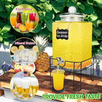 4.6 Gallon Glass Beverage Dispenser with Stand Beverage Dispensers with Ice Cylinder Steel Spigot Hanging Chalkboard Signs Drip Trays Drink Juice Dispenser with Lids for Party Wedding Kitchen