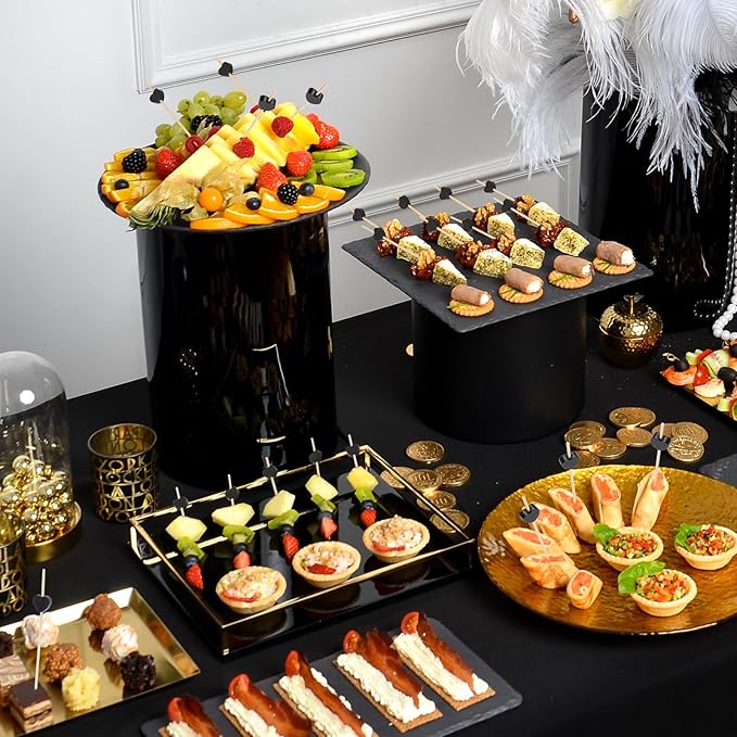 Minisland Black Love Heart Cocktail Picks, 4.7 Inch Long Bamboo Fancy Toothpicks for Appetizers, Decorative Halloween Holiday Party Food Drink Garnish Fruit Kabobs Skewer Sticks 100 Counts -MSL444