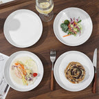 8-Inch Stoneware Dinner Plates - 4 Piece Ceramic Plates for Pasta, Salad, or Appetizers - Microwave and Dishwasher Safe, Plates Set for Casual Dining or Formal Gatherings,White(Grey Bottom)