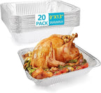 9x13 Thickened Aluminum Foil Pans, 20Pack Extra Deep Disposable Aluminum Pans for Roasting, Baking, Cooking, Food Prep, Chafing, Steam Table, Oven, Cake, and Party Catering.