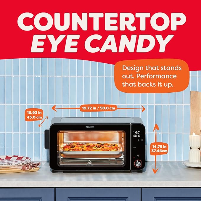 Instant Pot 6-Slice InstantHeat 10-in-1 Air Fryer Toaster Oven, Air Fry, Roast, Bake, Sear Crisp, Toast, Bagel, Broil, Dehydrate, Reheat, and Make Pizza