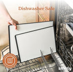 SMIRLY Plastic Cutting Board Set with Holder 3 Pieces, Non-Slip Dishwasher Safe Chopping Boards for Kitchen, Black & White