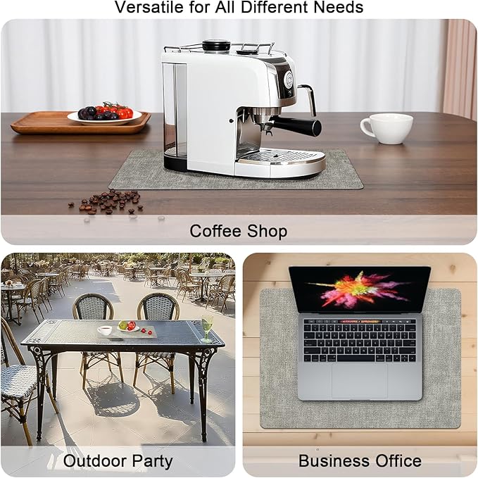 Myir JUN Placemats Dual Sided, Faux Leather Place Mats Set of 4 Indoor Placemats for Dining Table Outdoor Placemats Manteles Individuales Square Non-Slip Washable Table Mats (Gray Blue, Set of 4)