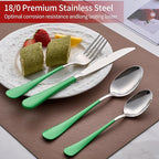 Grass Green Silverware Set 20 Piece 18/0 Stainless Steel Flatware Grass Green Handle Cutlery Set Service for 4 Fork Knife Spoon Set Mirror Finish Dishwasher Safe