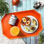 Orange Decorative Tray with Handles, Versatile Serving Tray for Coffee Table, Ottoman, Ideal for Serving, Displaying, Organizing, 15.7"*10.2"*1.57"