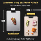 2 in 1 Pure Titanium Cutting Boards for Kitchen Chopping Board with Handle Large Big Small Kitchen Meat Butcher Block Not Stainless Steel Wood Bamboo Glass Rubber Plastic Silicone Acrylic Teak Sink