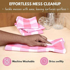 Native Fab Pink Checked Kitchen Towel 16"x26" - 12 Pack Buffalo Plaid Cotton Dish Towels - Absorbent Dishcloth Set, Soft Reusable Towels with Hanging Loop - Pink White