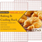 2-Pack Cooling Racks for Cooking and Baking - 10" x 15"Heavy Duty Stainless Steel Wire Rack for Baking, Grilling, Roasting - Oven & Dishwasher Safe - Fits Jelly Roll Sheet Pan（Rose Gold）